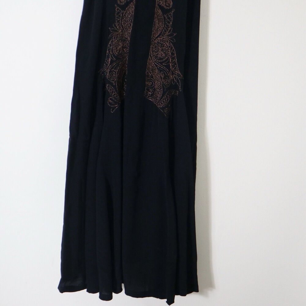 Cleobella Size S Metallic Embroidered Black Midi Dress Viscose Crepe - Picture 6 of 9